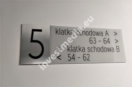 a board with the number of the staircase and the premises