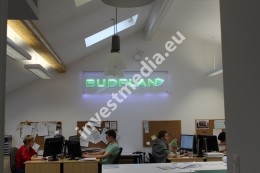 logo engraved in plexiglass and illuminated by LED