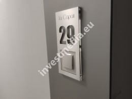 door number with a hole for the bell