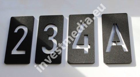 numbers, door plates in matte black