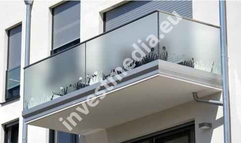 Frosted, sandblasted milky balcony foil. Professional installation.
