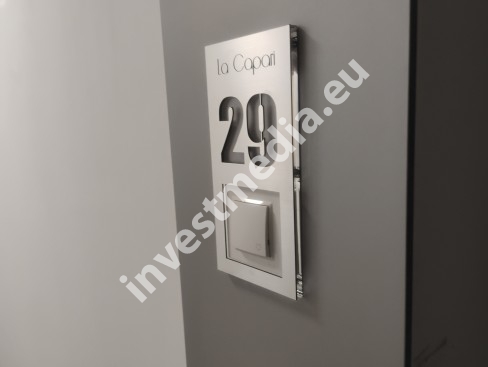 door number with a hole for the bell