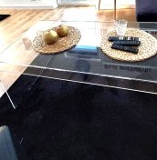 Acrylic glass table.