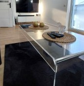 Acrylic glass table.