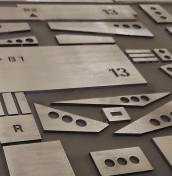 Typhlographic plan for the blind and visually impaired with Corten steel braille