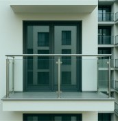 Frosted, sandblasted milky balcony foil. Professional installation.