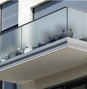 Frosted, sandblasted milky balcony foil. Professional installation.