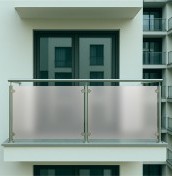 Frosted, sandblasted milky balcony foil. Professional installation.