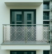Frosted, sandblasted milky balcony foil. Professional installation.