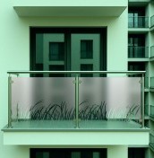 Frosted, sandblasted milky balcony foil. Professional installation.