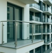 Frosted, sandblasted milky balcony foil. Professional installation.