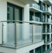 Frosted, sandblasted milky balcony foil. Professional installation.